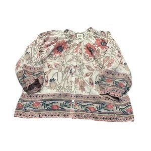 Boho Floral Button-Front Women’s Top - Pink Floral